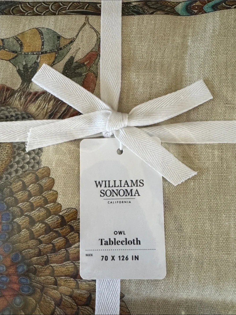 Williams Sonoma Owl Cotton Tablecloth - New!
